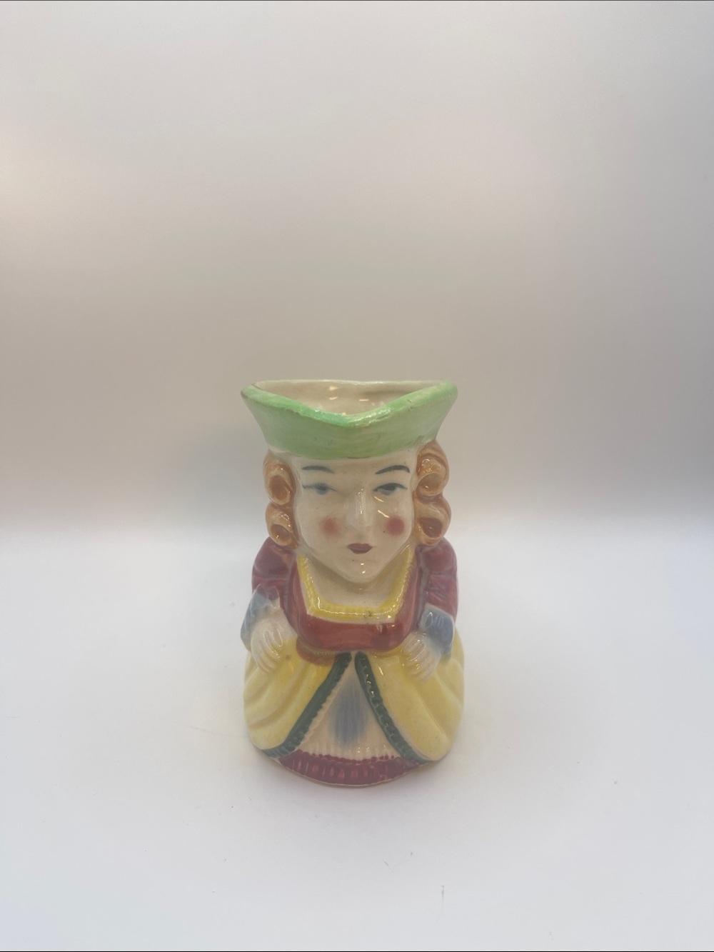 Vintage Figural Toby Pitcher - Colonial Woman - marked Made in Japan - 4 inches